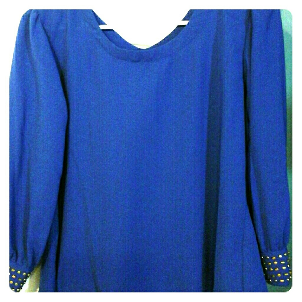 Colbat blue long sleeve blouse